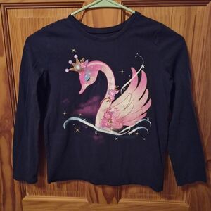 Place Black and Pink Swan Long Sleeve Tee